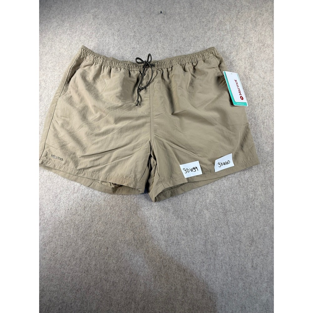 NWT Marmot Mens XL Tan Khaki Elastic Waist Drawstring Hiking Outdoor Shorts